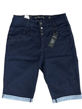 Chic Denim "The Edit" High-Rise Exposed Button Bermuda Shorts Sz 16